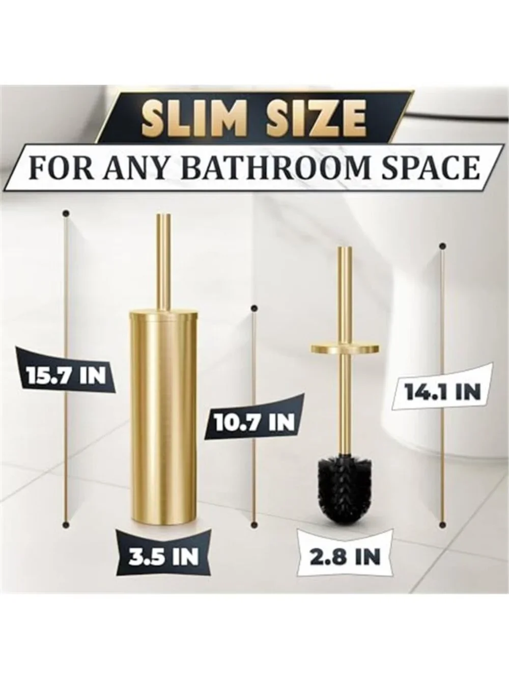 Gold Toilet Brush Holder Stainless Steel Bathroom Cleaning Brush Modern Set