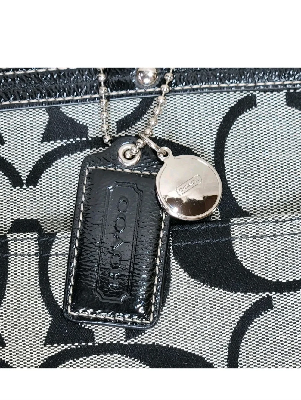 COACH Signature C Jacquard Tote Black Gray Baby Diaper Bag B1076-F13802