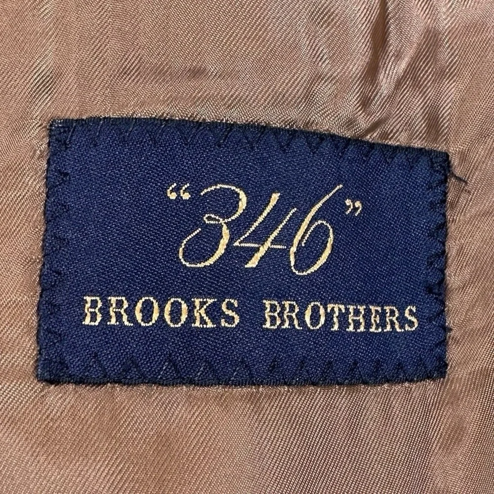 Brooks Brothers 346 Wool Blazer Sports Coat Brown Tweed Men's Size 44L Lined