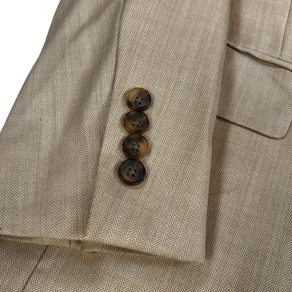 Brooks Brothers 346 Wool Blazer Sports Coat Brown Tweed Men's Size 44L Lined