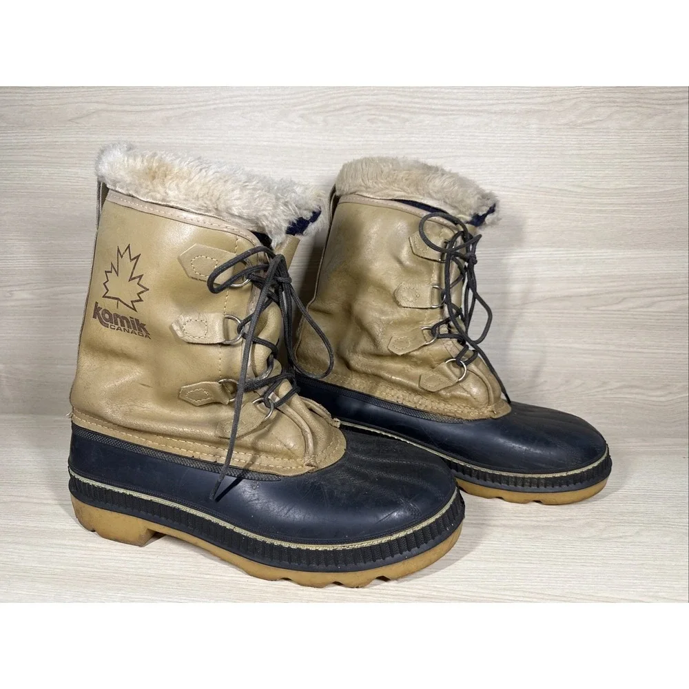 KAMIK CANADA Winter Snow Boots STEEL SHANK Men's‎ Sz.11 Wool Liner Lace-Up