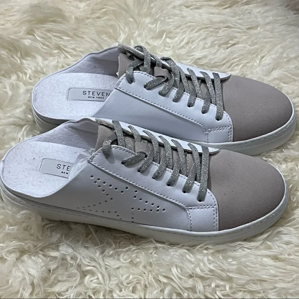 Steve Madden White Slip On Vegan Leather Sneakers 8M