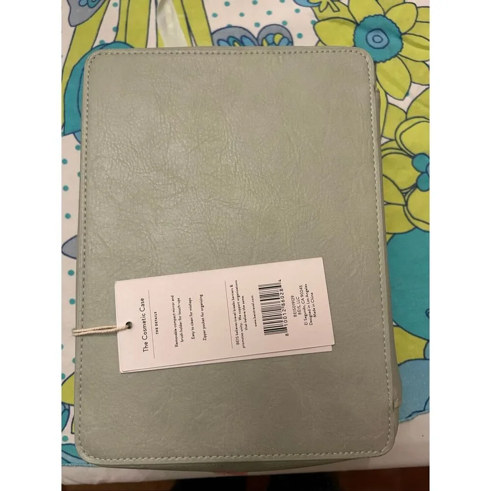 NWT Beis Faux leather cosmetics case in Matcha Green