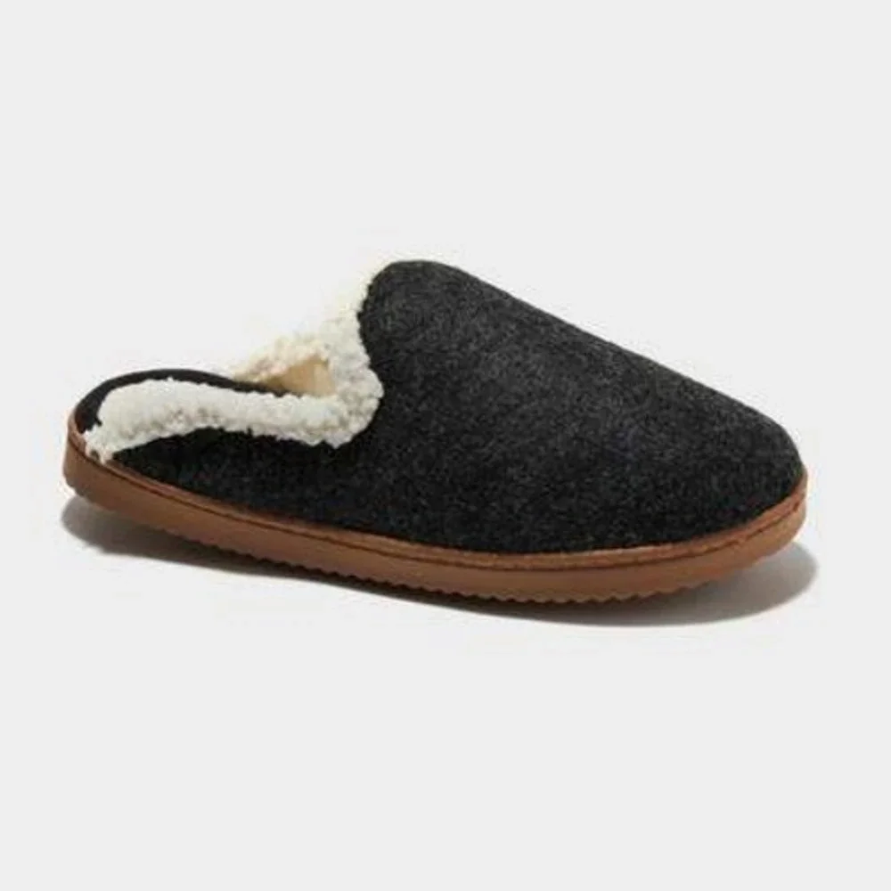 Big Girls Dearfoams Maci Scuff Slippers Black Size S 5/6 New With Tags