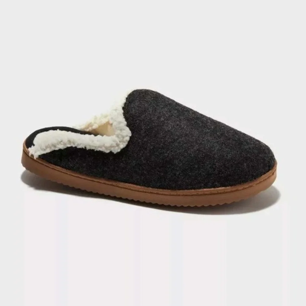 Big Girls Dearfoams Maci Scuff Slippers Black Size S 5/6 New With Tags