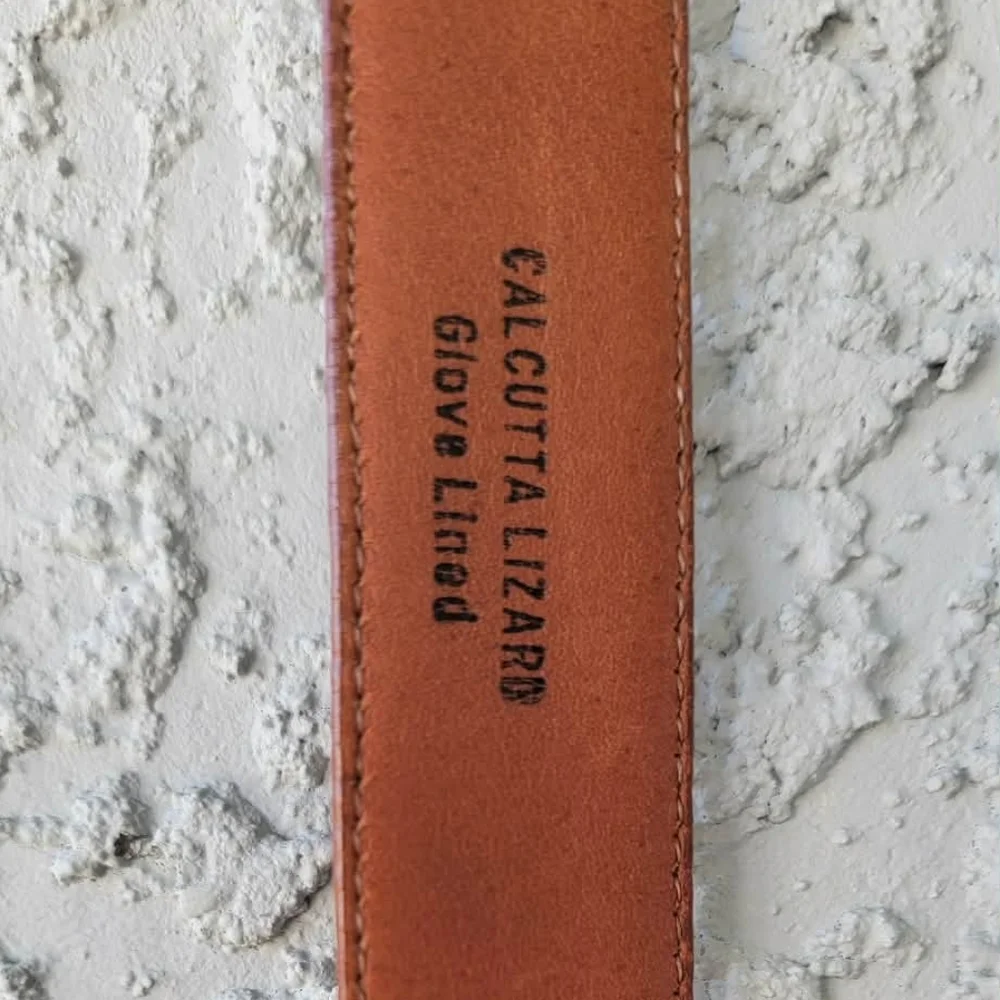Vintage Calcutta Lizard Belt Size 38 Brown Exotic Leather Glove Lined USA