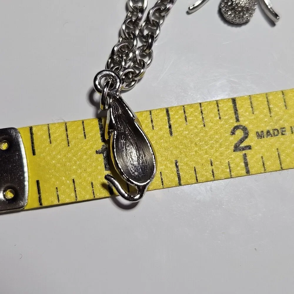 Silver Tone Spider Pig Mouse Horse Charm Toggle Bracelet 6
