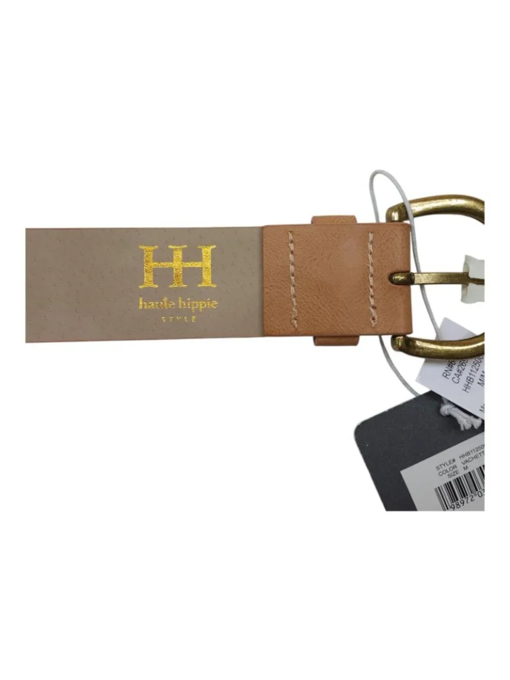 Haute Hippie Tan Leather Belt With Gold Buckle Womens Size M Vachetta