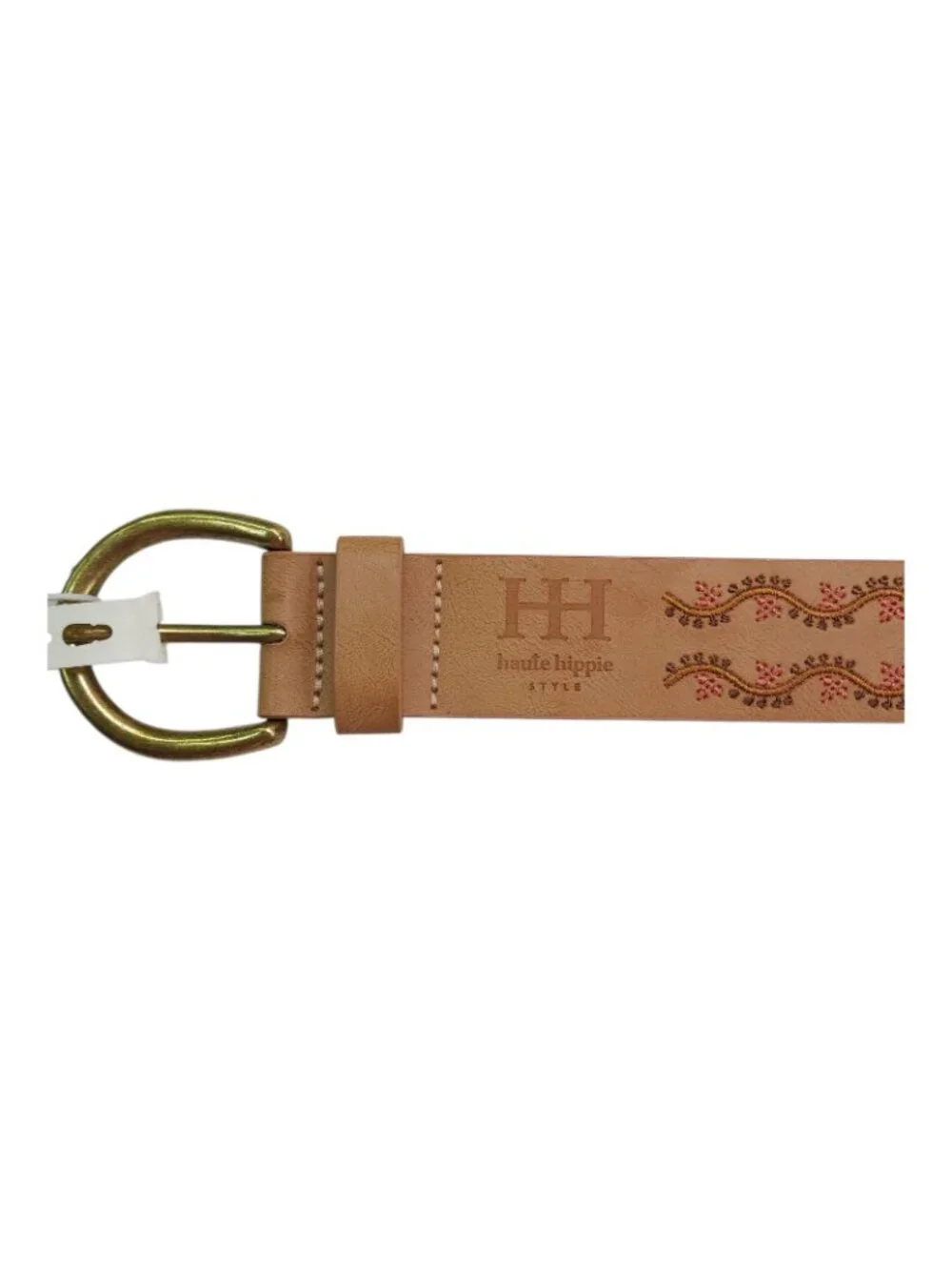 Haute Hippie Tan Leather Belt With Gold Buckle Womens Size M Vachetta