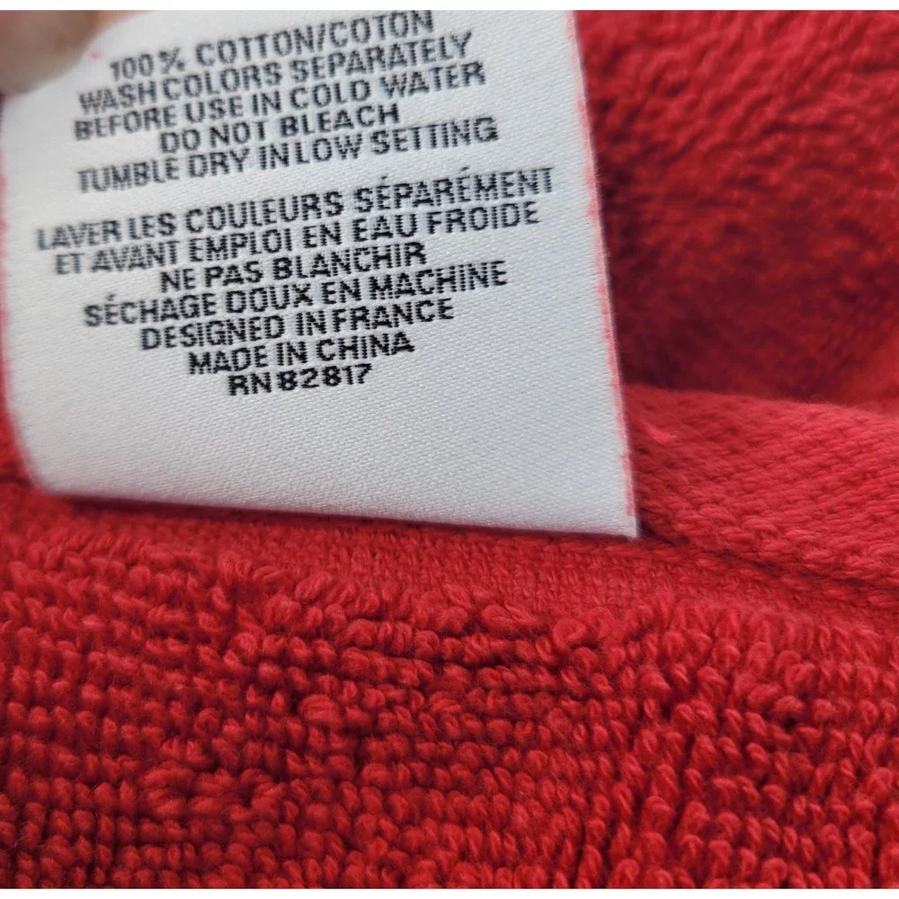 Lacoste Croc Red 100% Cotton Bath, Hand Towel & Washcloth Set