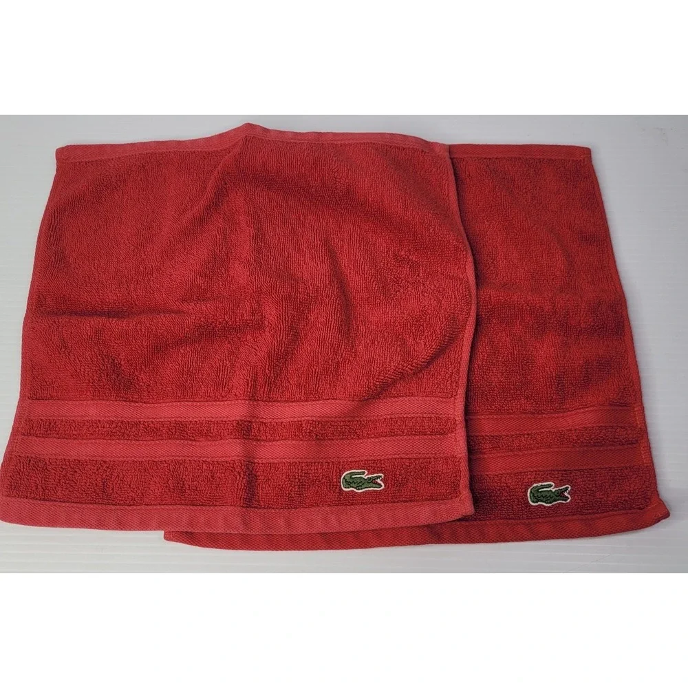 Lacoste Croc Red 100% Cotton Bath, Hand Towel & Washcloth Set