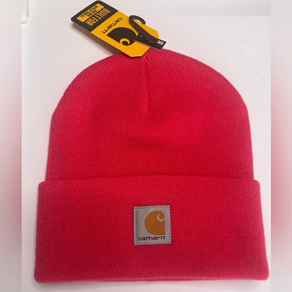Carhartt Logo Knit Hat Youth / Child Unisex Color- Raspberry‎ Acrylic NWT