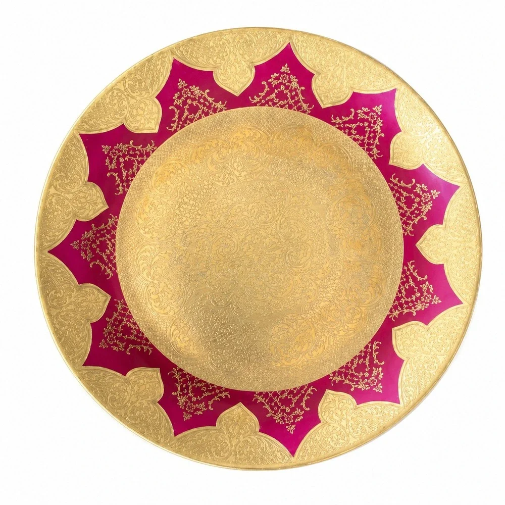 AOFI Porzellan Germany Gold Gilt Fuchsia Cabinet Plate 10