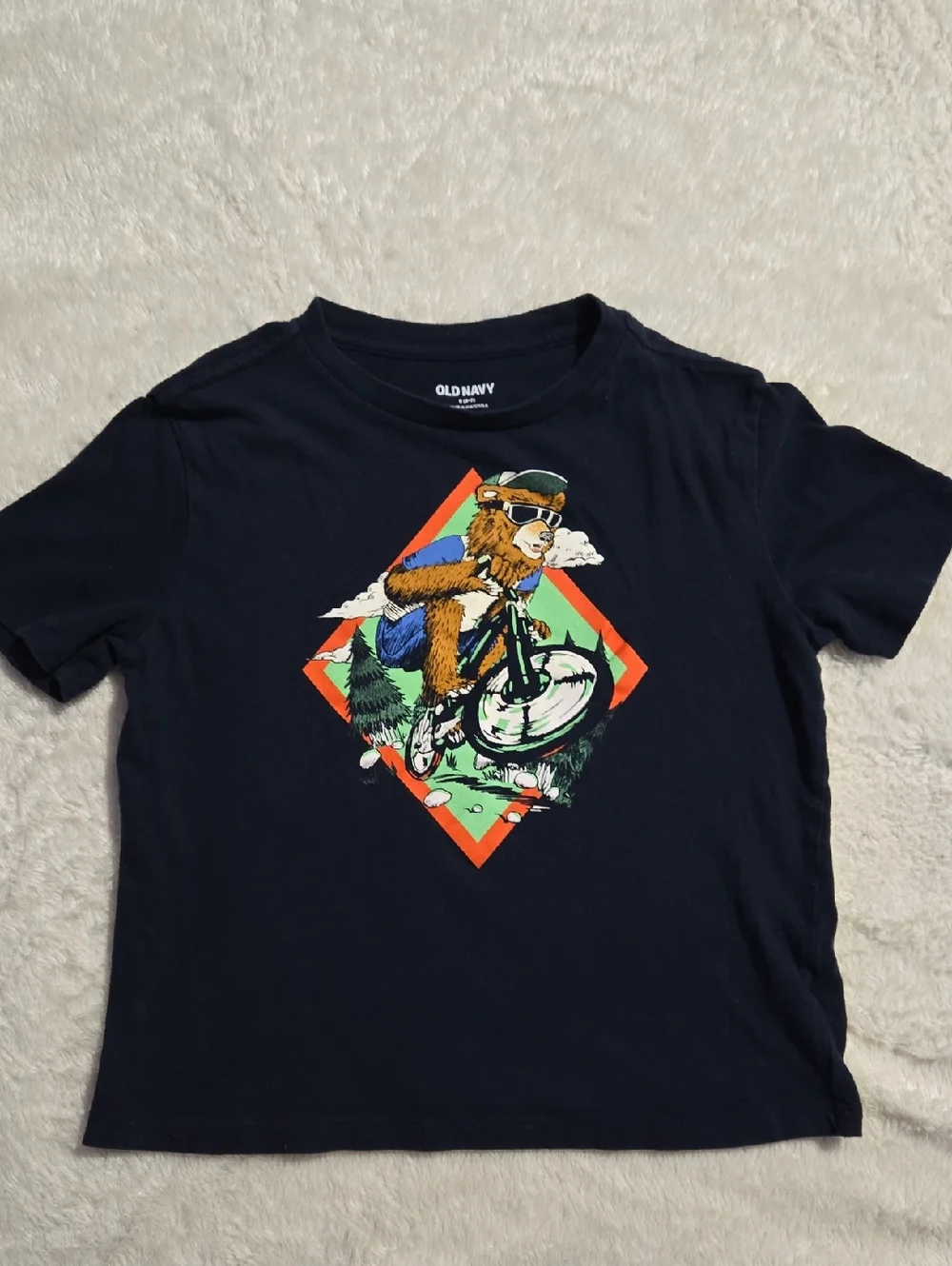 Old Navy Boys' Navy Graphic Bear Biking Tee