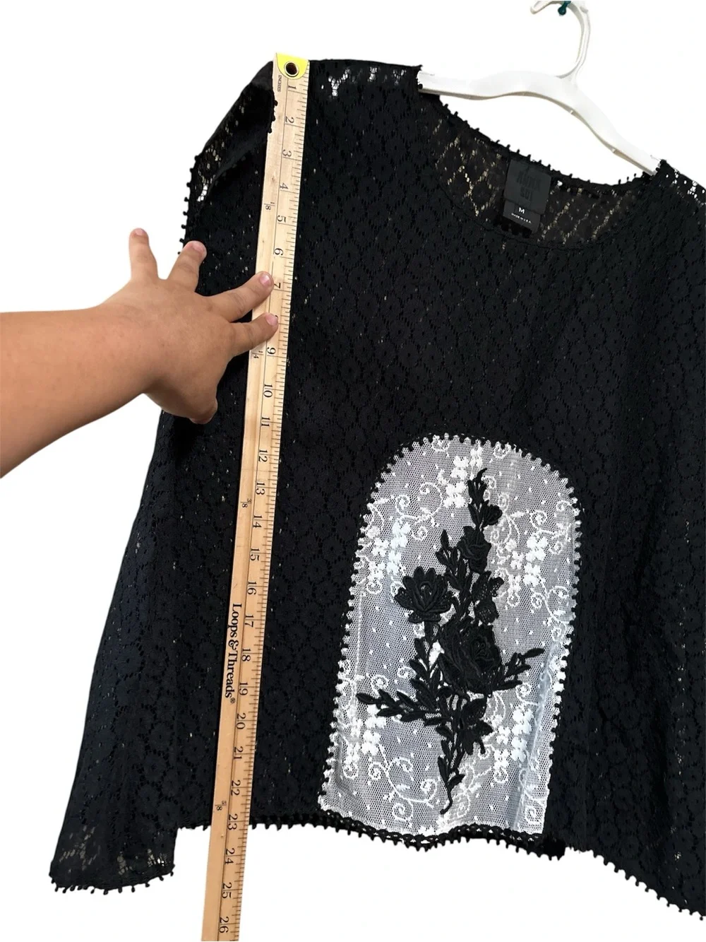 Anna Sui Black Lace Top,Size M,Made in USA
