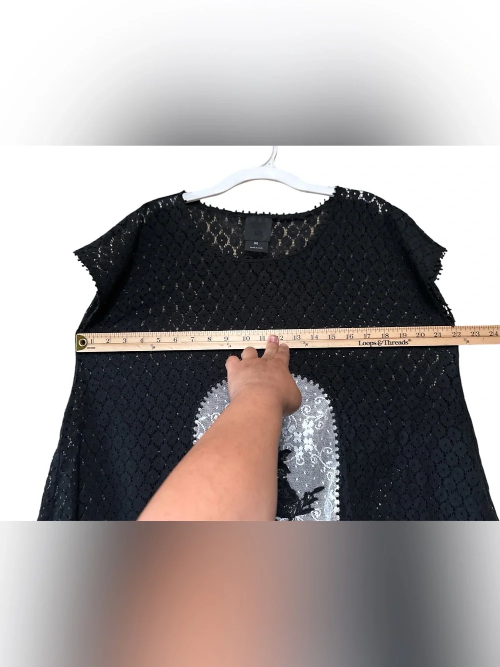 Anna Sui Black Lace Top,Size M,Made in USA