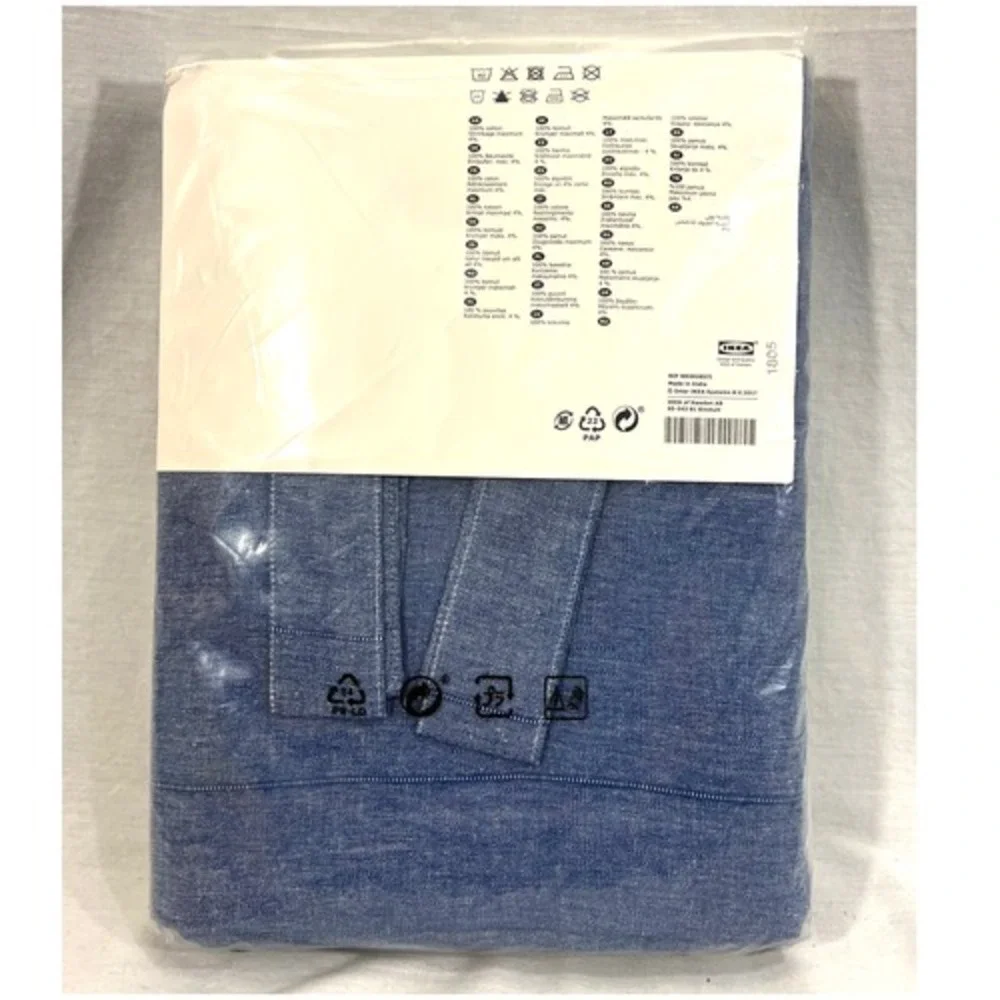 New Set Of 2 Ikea LENDA‎ Curtain Panels BLUE Chambray Tab Top 55 x 98 803.961.77
