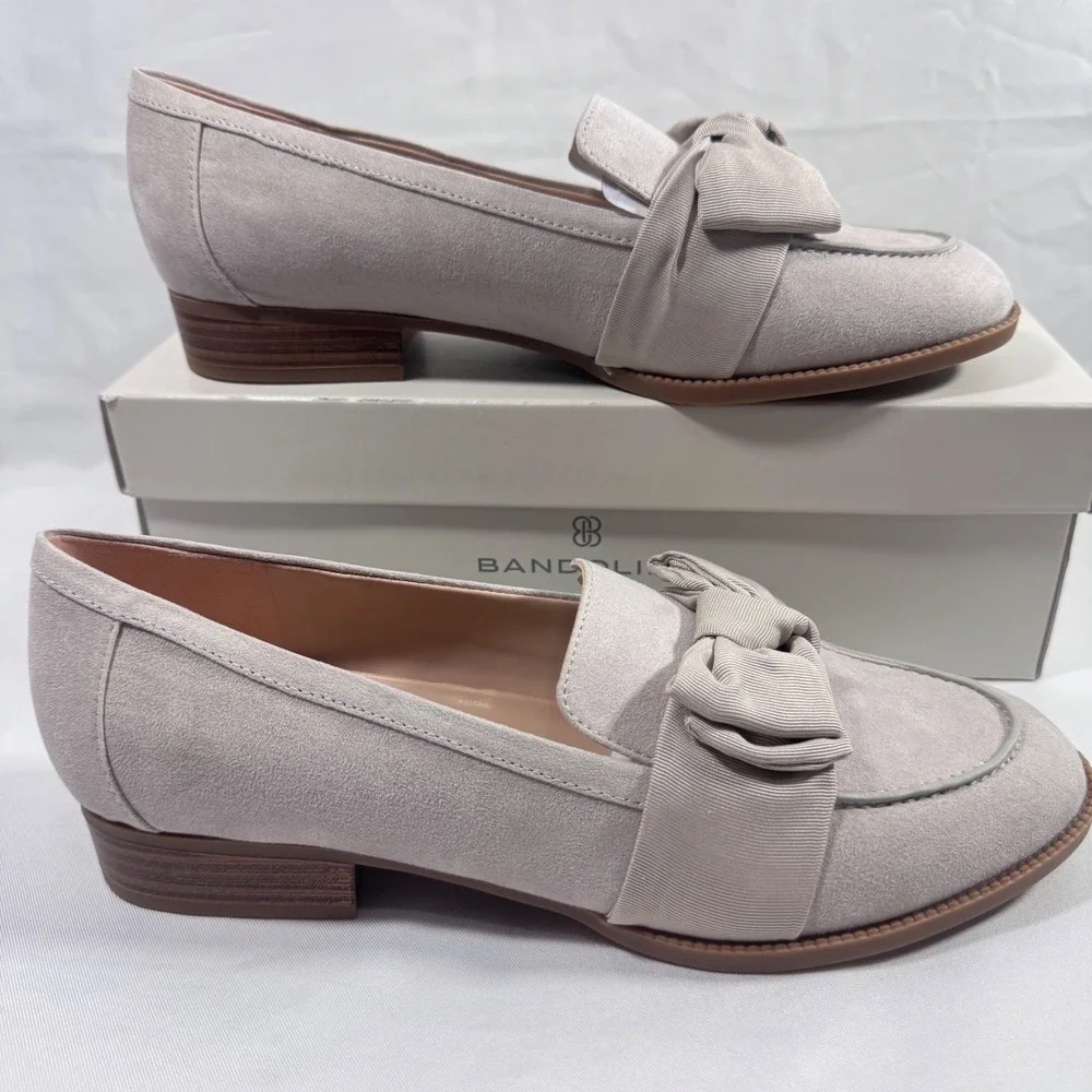 New Bandolino Lindio Bow‎ Loafers Light Natural 8.5 M Comfortable Slip On Shoes