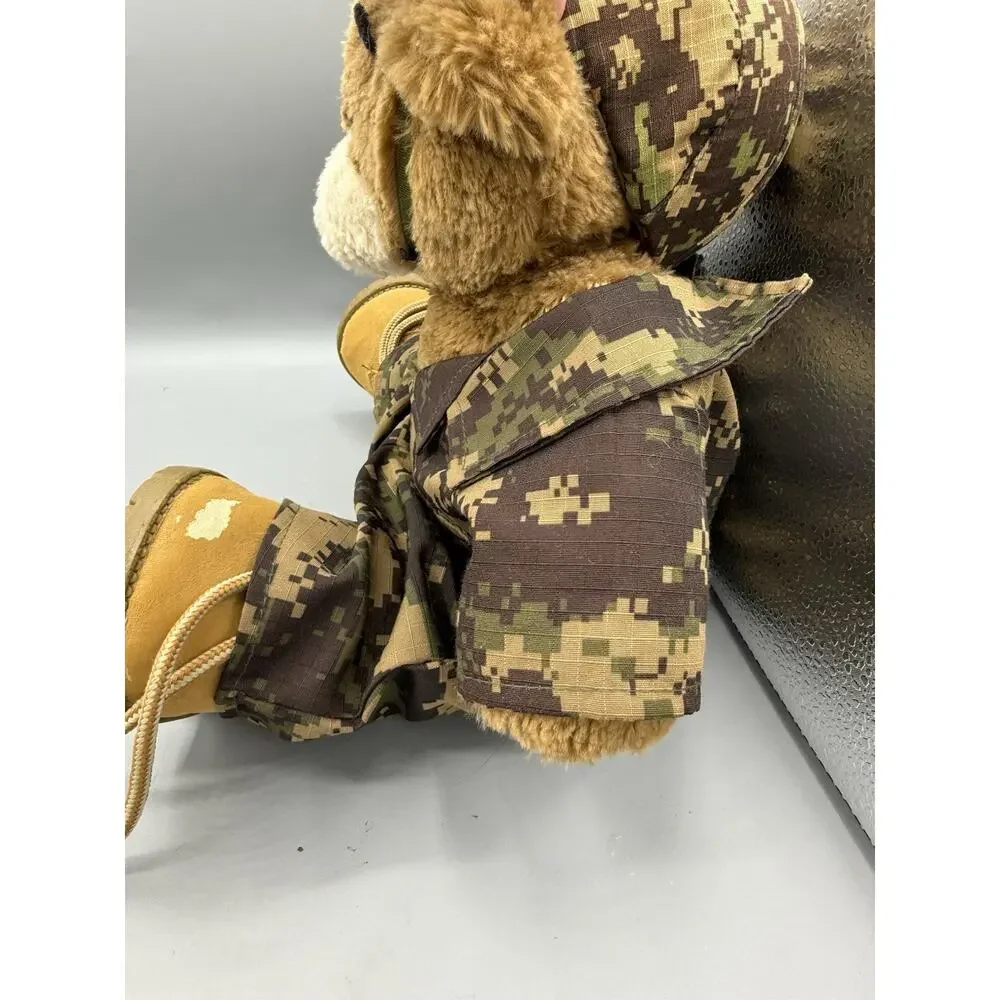 Build A Bear Military Teddy Bear Camo Outfit Boots Plush Army 16”