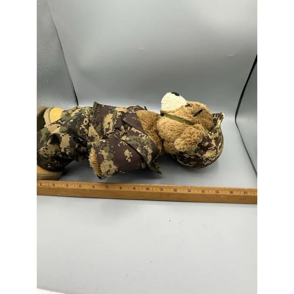Build A Bear Military Teddy Bear Camo Outfit Boots Plush Army 16”