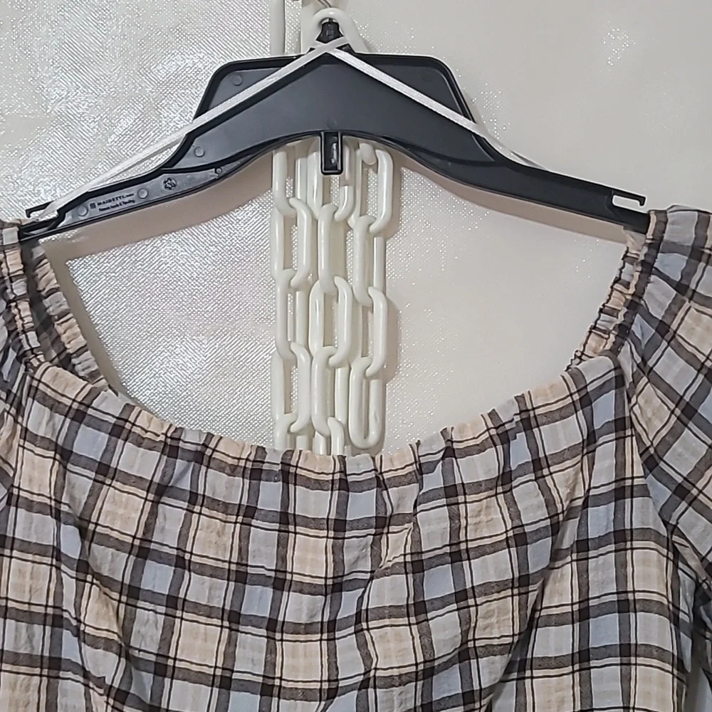 Zara Women's‎ Plaid Long Sleeve Crop Black & White Top Size Medium NEW WITH TAGS