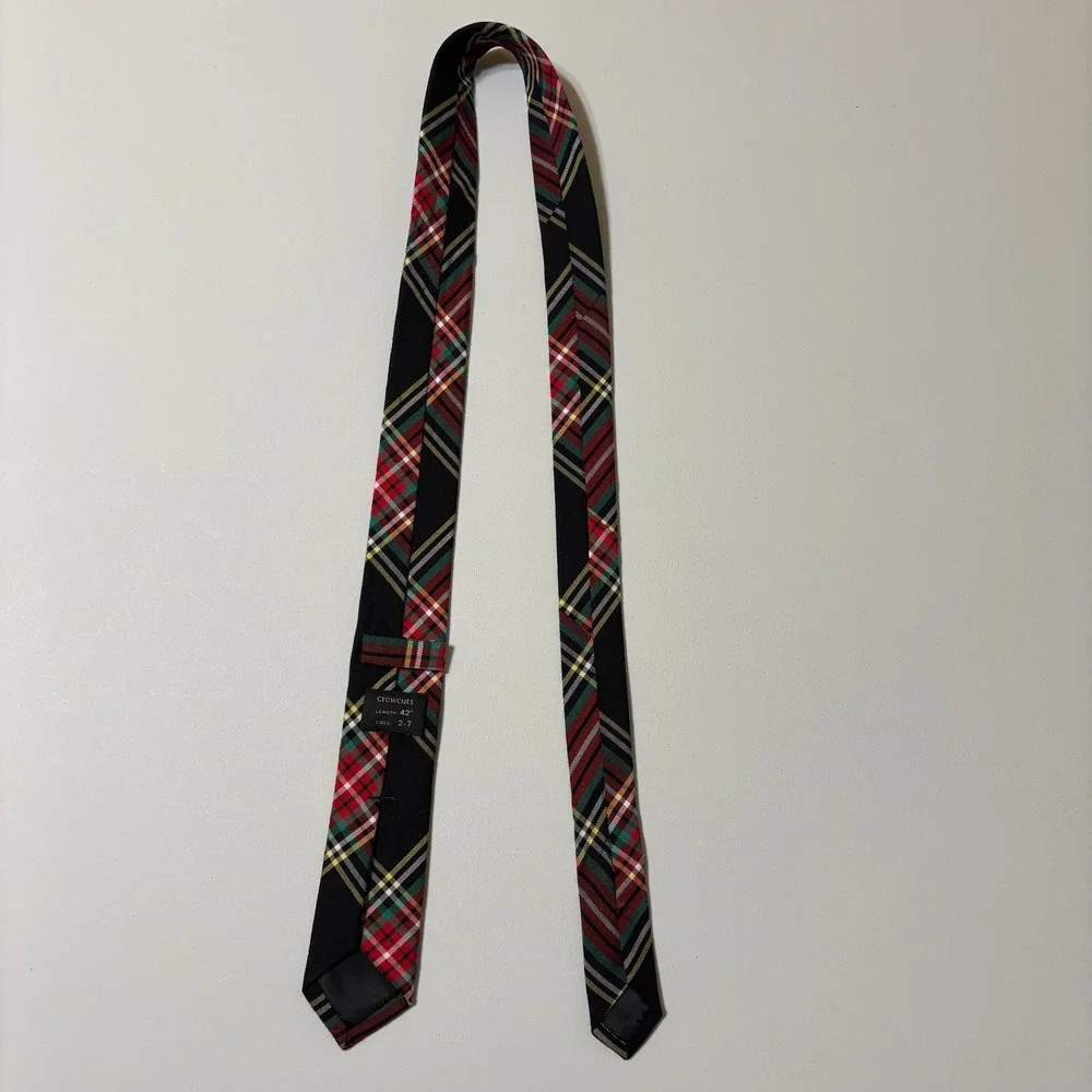 Crewcuts Boys Tartan Plaid Necktie Size 2-7 Black Red Preppy Holiday School Tie