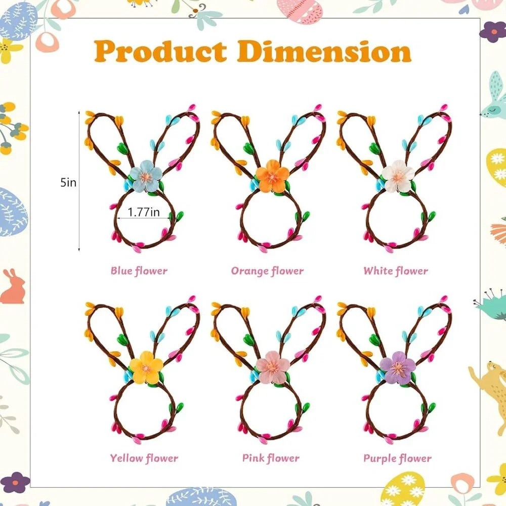 6 Handmade Easter Bunny Napkin‎ Holder Rings