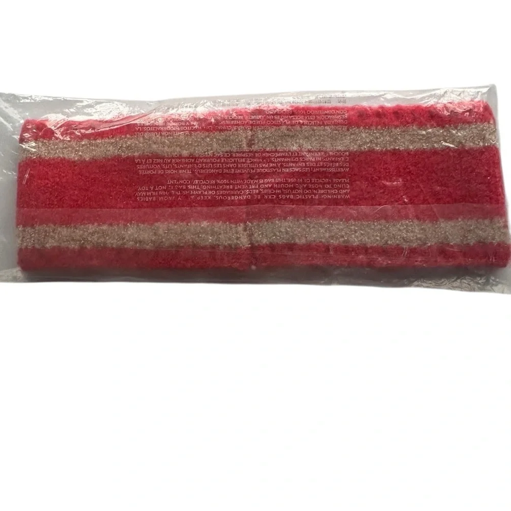 Aerie LOVE Red and White Striped Fuzzy Headband NWT