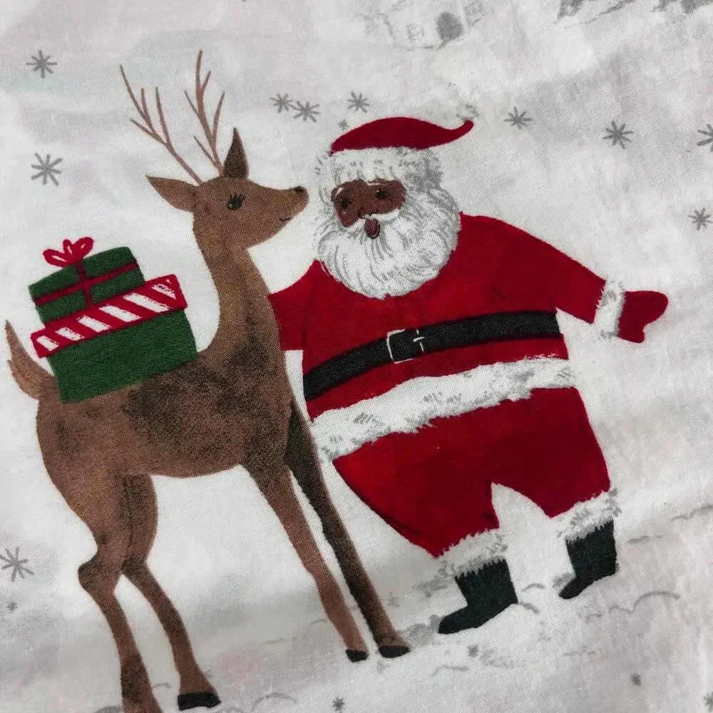 Pottery Barn Kids Heritage Black Santa Organic Twin Size Sheets