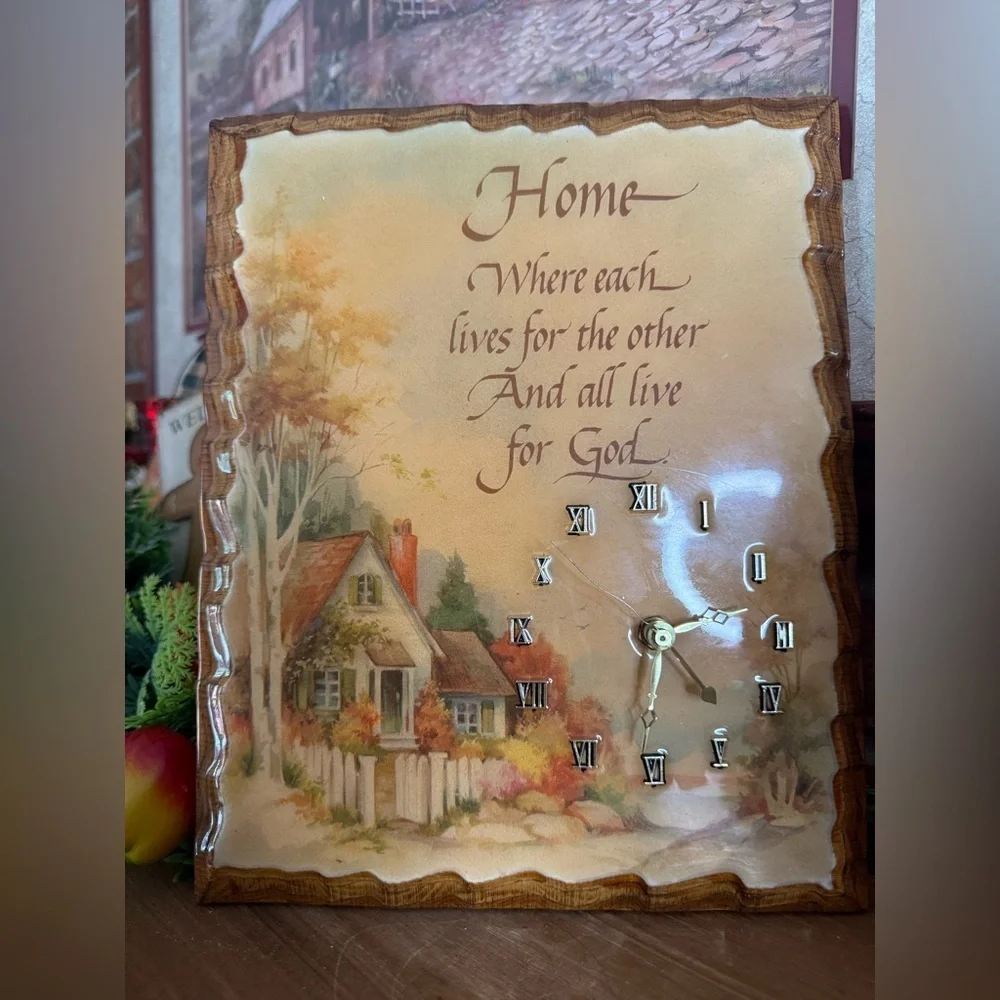 Handmade 1974 Rustic Home Solid Wood Wall Clock with Inspirational Quote Decor