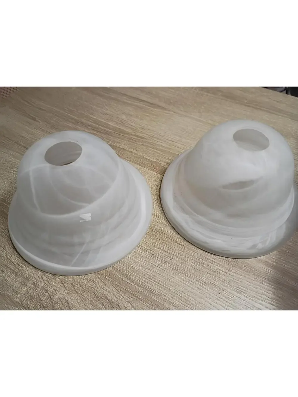 Pair of White Swirled Glass Light Fixture Shades