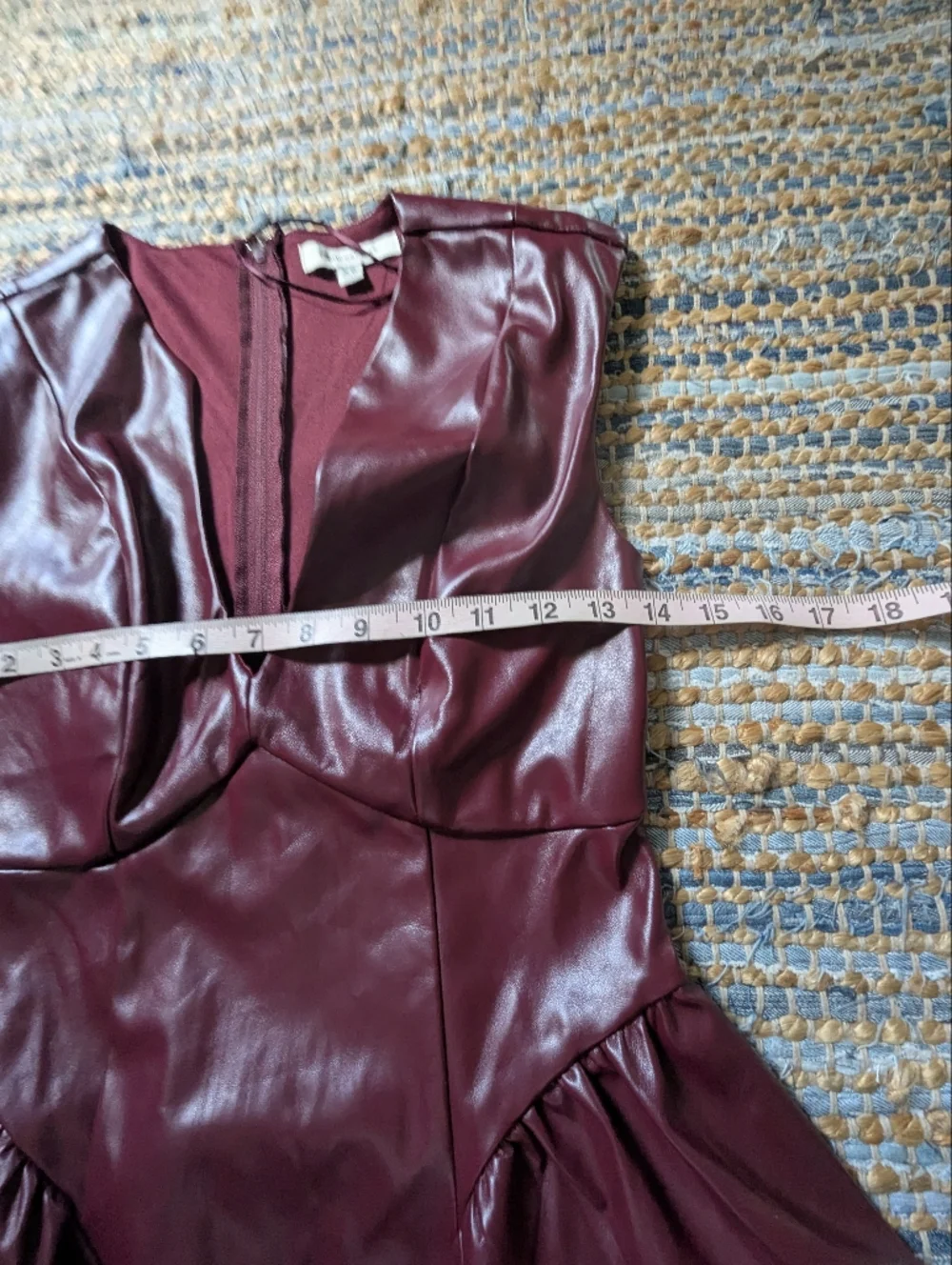 Francesca’s Plum Burgundy Faux Leather Fit & Flare Dress XS Vegan Leather Pleath