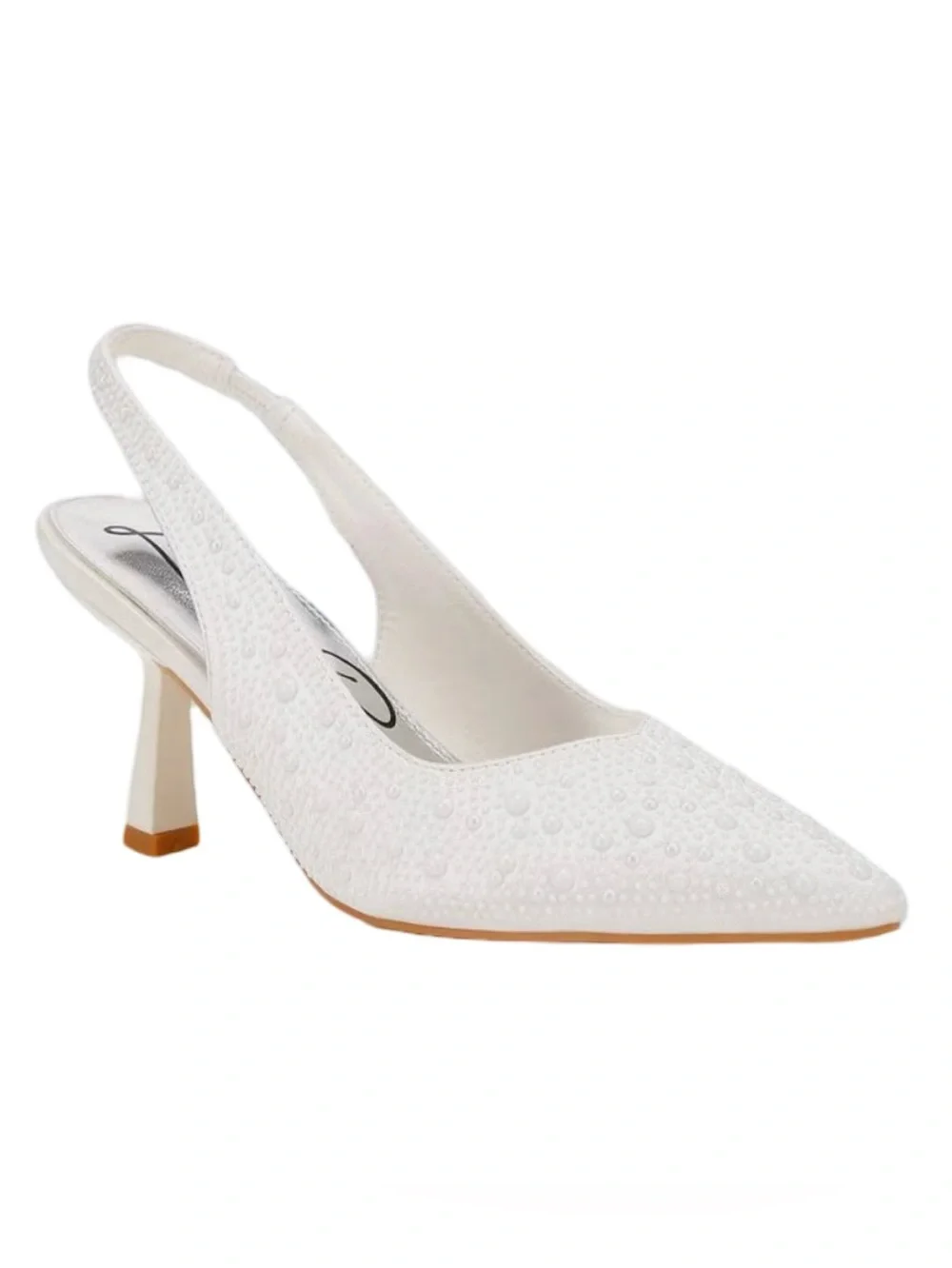 London Rag Ararki Luxurious Satin Pearl Slingback Sandals In White Size 8 NEW