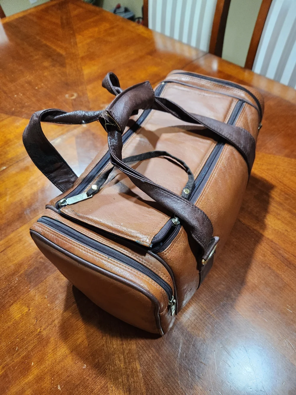 Vintage Pentax Camera Kit with Brown Leather Camera Bag and Black Lenses
