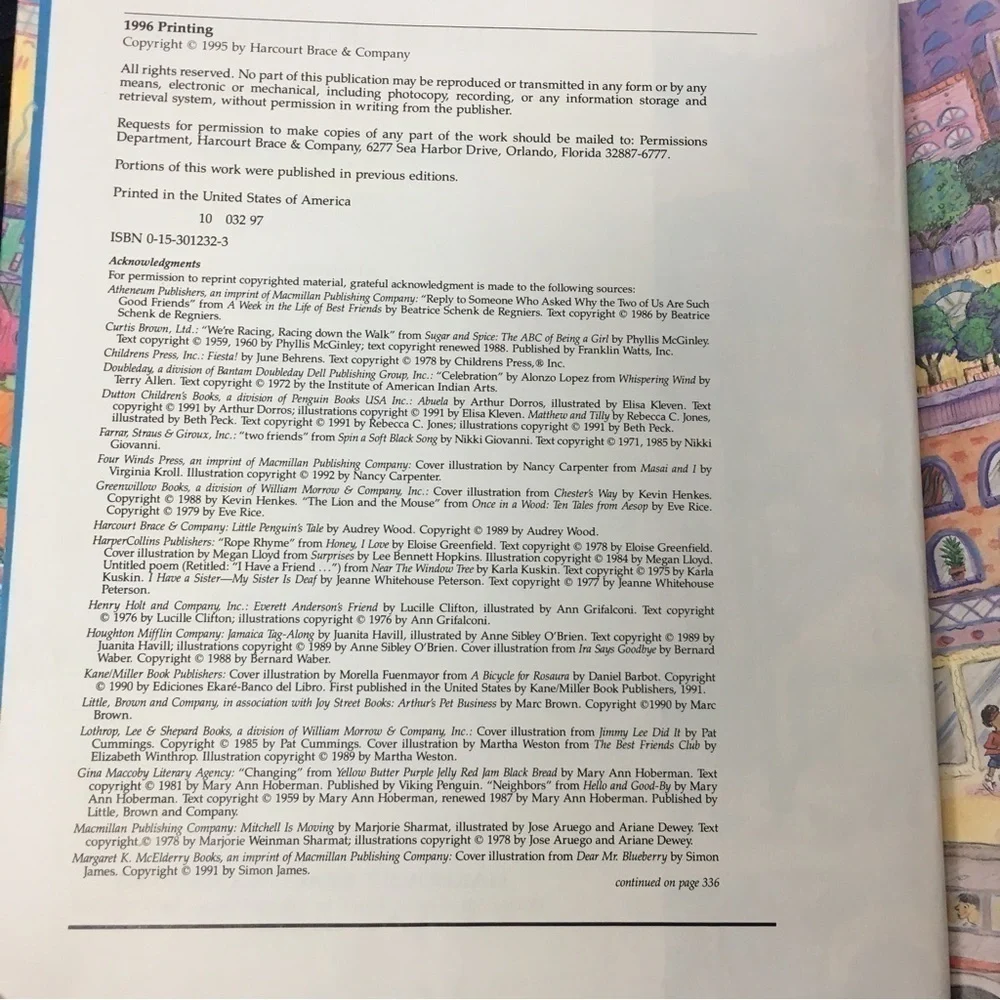 VINTAGE 1996 Book Treasury of Literature Sidewalks Sing Homeschooling Classroom