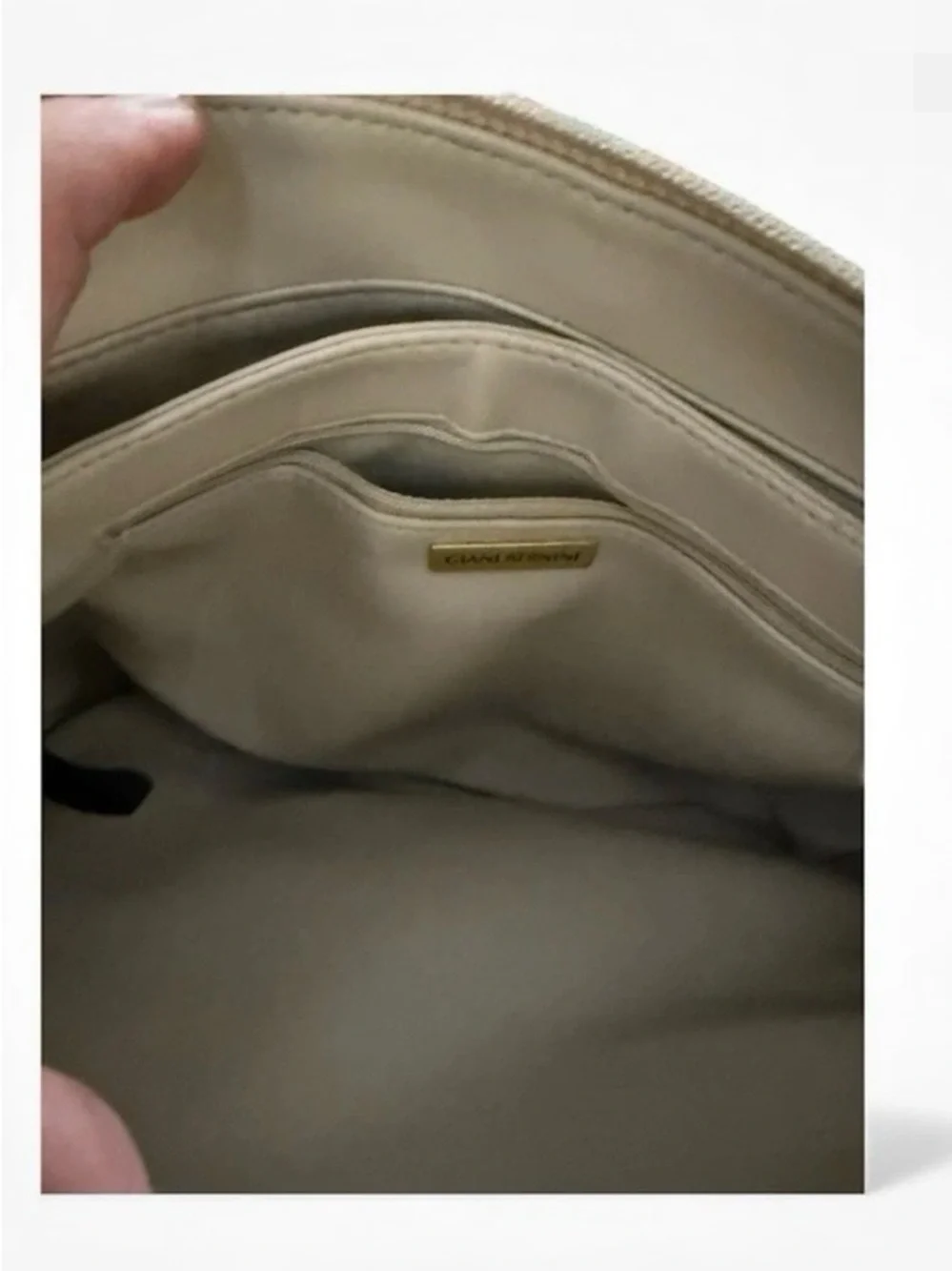 Gianni Bernini Cream Faux Leather Shoulder Bag