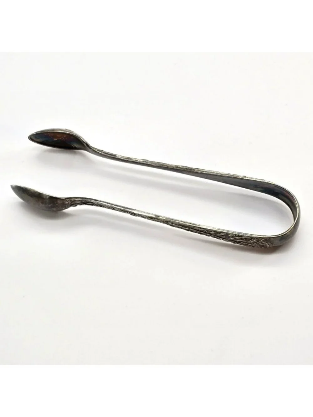 Antique Sterling Silver Sugar Tongs With Ornate Engraved Design VL5062