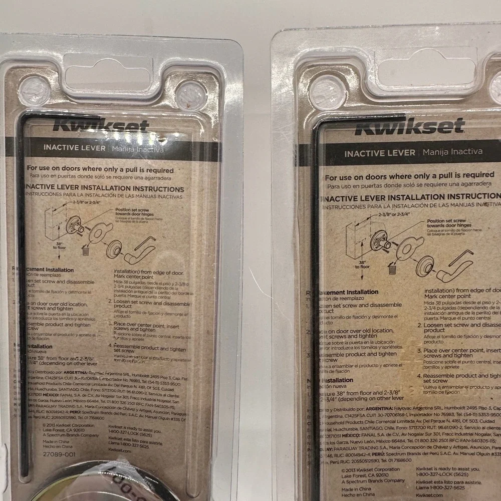 Kwikset Venetian Bronze Tustin Dummy‎ Lever Set 2 Pack Inactive Door Hardware
