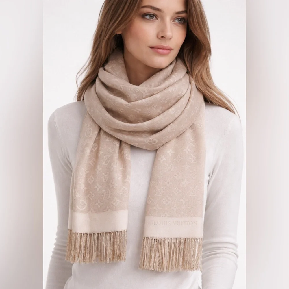 Louis Vuitton Velvet Monogram Scarf with Fringe