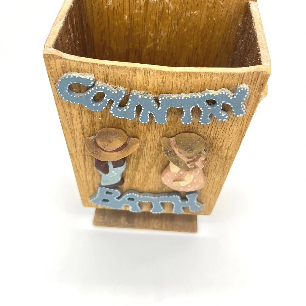 Vintage Country Bath Wooden Wall Mount Dispenser Holder Folk Art‎ Decor 11 inch