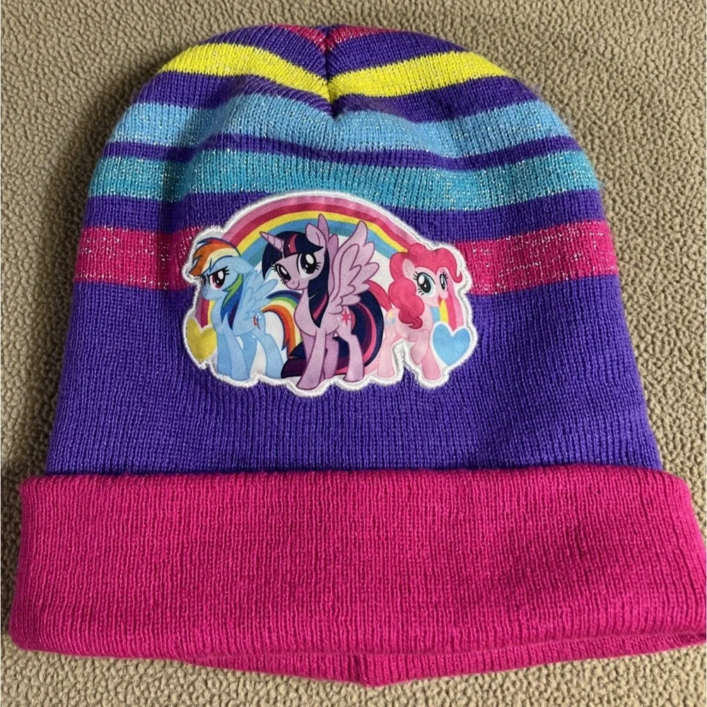 My Little Pony Knit Hat Cap Beanie RAINBOW‎ DASH Girl's Purple Winter