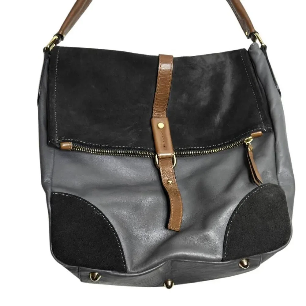 Diane B. Leather Suede Hobo Purse Bag