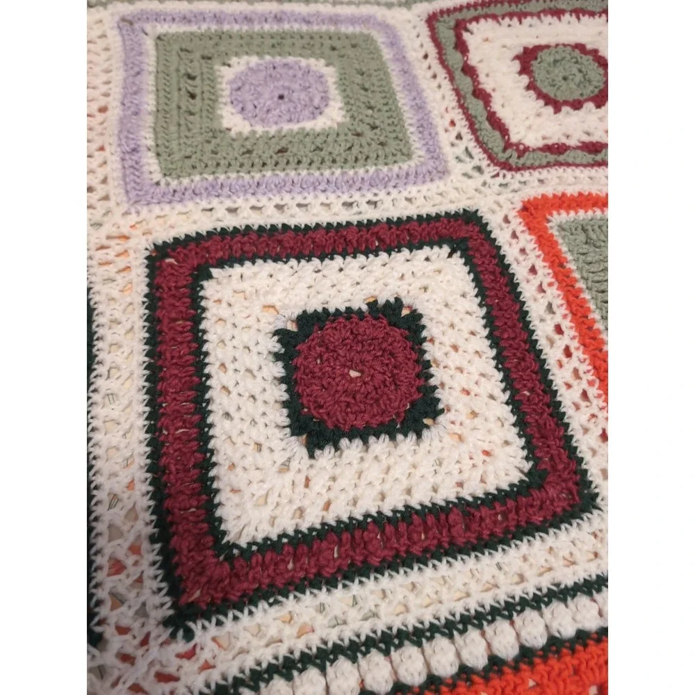 Vintage Handmade‎ Granny Square Afghan 39x52