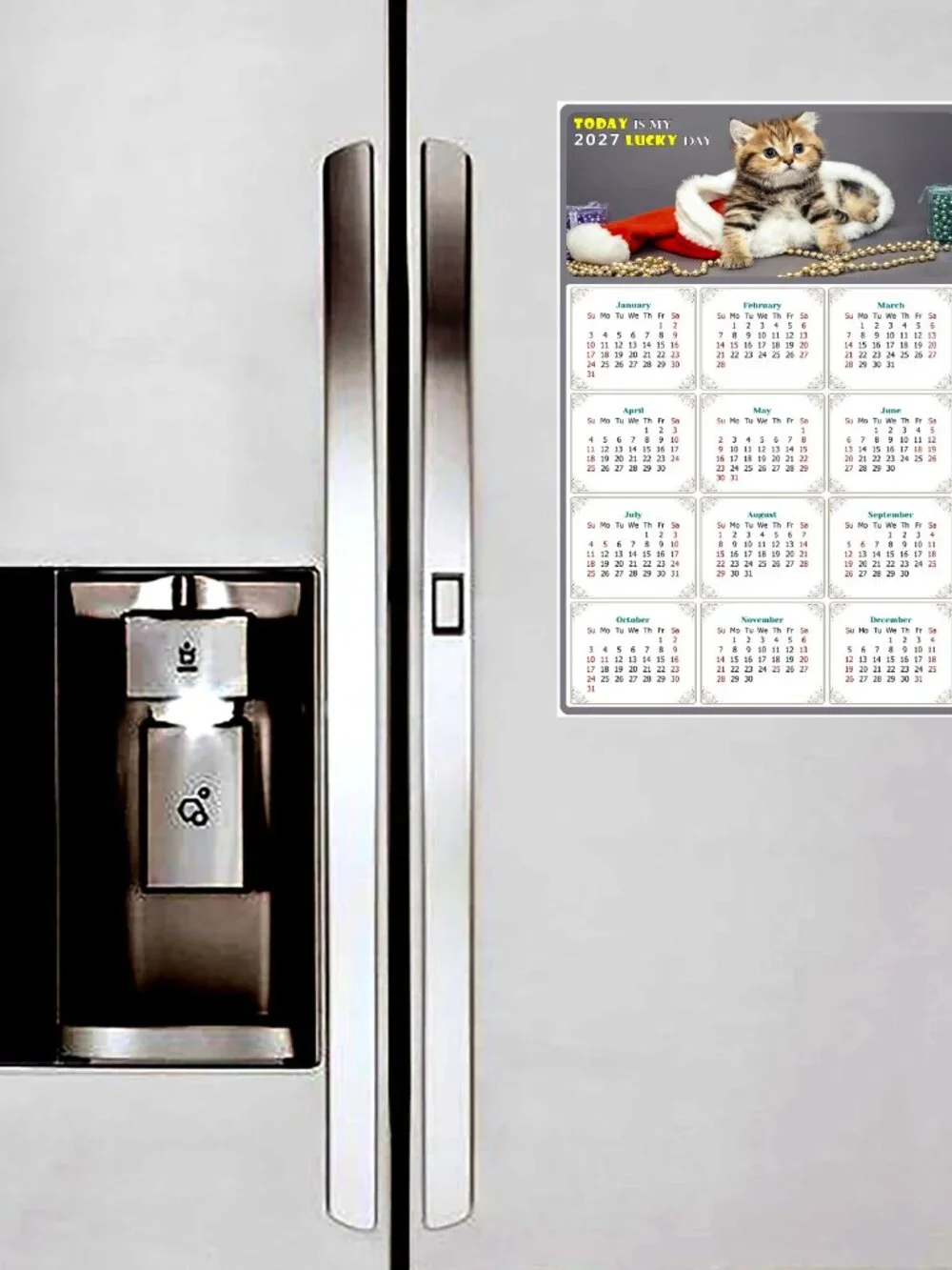 2027 Magnetic Calendar - Today is my Lucky Day - Cat Themed 023 (7 x 10.5)