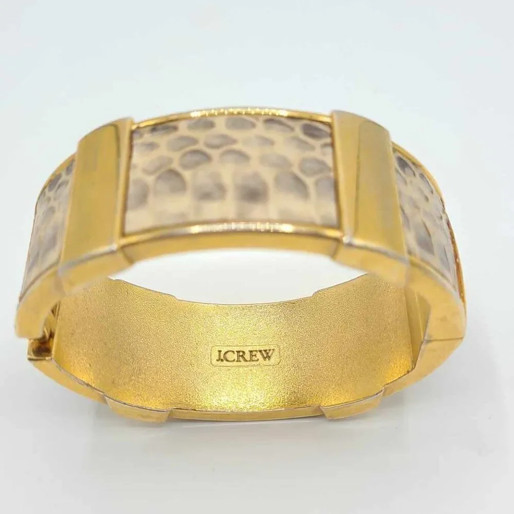 J Crew Hinged Snakeskin Print Bangle Bracelet