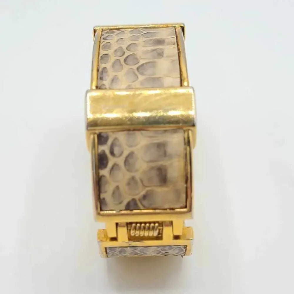 J Crew Hinged Snakeskin Print Bangle Bracelet