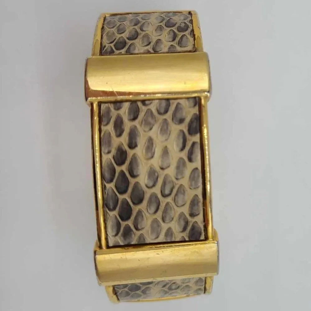 J Crew Hinged Snakeskin Print Bangle Bracelet