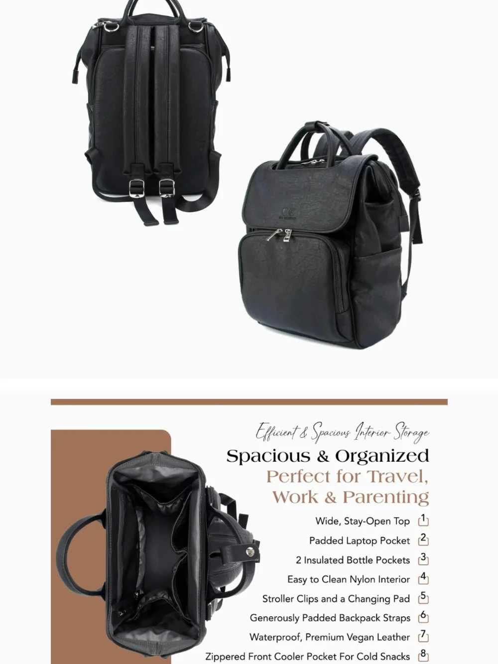 Black Leather Diaper Bag