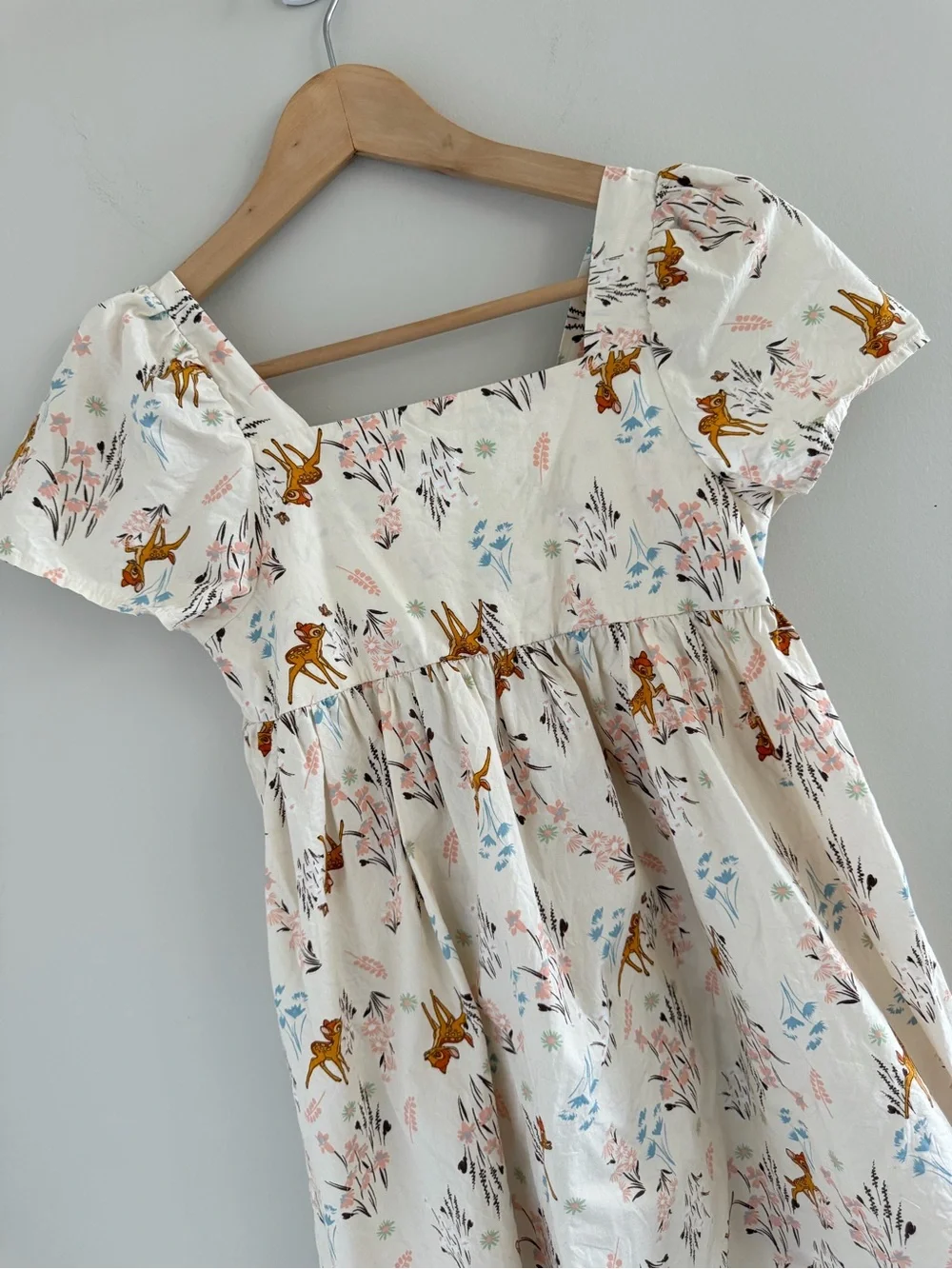 Disney Bambi Cottagecore Dress Floral Puff Sleeve Smocked Fairycore XL 14