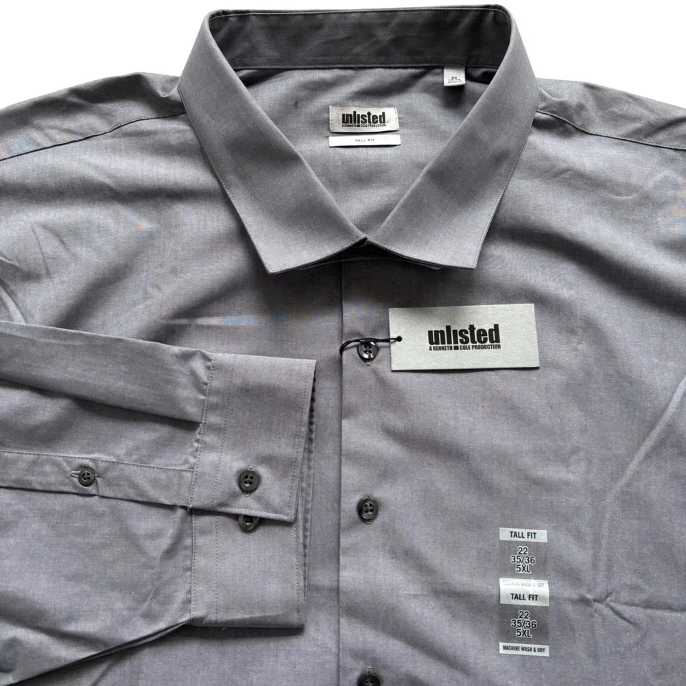 Unlisted Kenneth Cole Dress Shirt Mens 5X Graphite Tall Fit Professional NWT $65